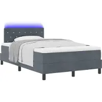 vidaXL LED boxspringbed met hoofdeinde, donkergrijs, 120 x 190 cm, fluweel