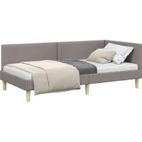 vidaXL Hoek Bed Frame Taupe 90 cm x 190 cm Stof en multiplex