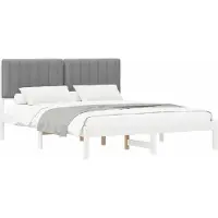 vidaXL Bedframe met Gevoerde Hoofdbord Lichtgrijs 150 x 200 cm