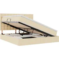 vidaXL Opslag bed met matras met hoofdeinde Crème 160 x 200 cm Stof