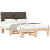 vidaXL Bedframe met Gevoerde Hoofdbord Taupe 140 x 200 cm