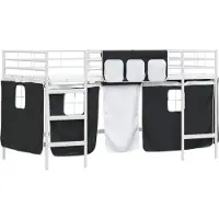 vidaXL - Bunkbed - voor - kinderen - met - gordijnen - Wit - en - Zwart - 100 - x - 200 - cm