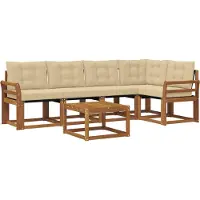 vidaXL Buiten bank set 6 st Natuurlijk en Beige