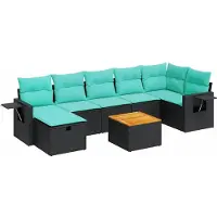 vidaXL 8-delige Loungeset met kussens poly rattan zwart
