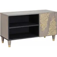 vidaXL TV Kast met plank Grijs 80 x 33 x 46 cm Massief Mango Hout