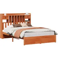 vidaXL Boekenkast Bed Frame met lade Effen Waskleur Bruin 200 x 150 cm