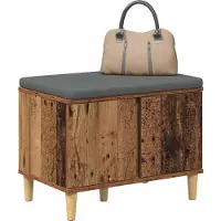 vidaXL Hallenbank Oudhout 60 x 38 x 46 cm Geengineerd Hout en Stof