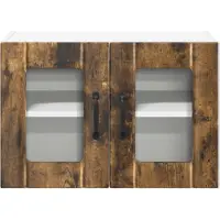 vidaXL Wandglas Kasten LUCCA 2 st Gerookt eiken Bewerkt hout