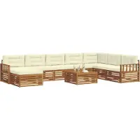 vidaXL Buiten bank set 9 st Natuurlijk en Crème Massief Acacia Hout