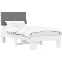 vidaXL Bedframe met gestoffeerd hoofdeinde, lichtgrijs, 75 x 190 cm