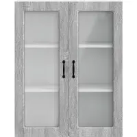 vidaXL Wandkast met glazen deuren, model PORTO, grijze Sonoma-kleur, 80 x 31 x 100 cm