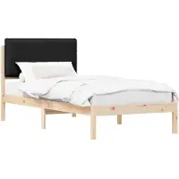 vidaXL Bedframe met Gevoerde Hoofdbord Zwart 90 x 200 cm