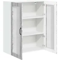 vidaXL Wandglas Kasten LUCCA Grijs sonoma 80 x 31 x 100 cm