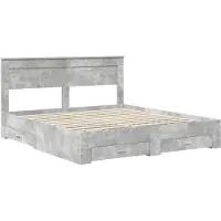 vidaXL Bedframe met lade Beton Grijs 200 x 200 cm Bewerkt hout