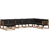 vidaXL Buiten bank set 8 st Natuurlijk en zwart Massief Acacia Hout