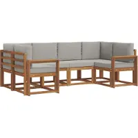 vidaXL Buiten bank set 6 st Natuurlijk en Licht Grijs