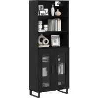 vidaXL Hoge kast, 2 stuks, zwart, eikenlook, 69,5 x 34 x 180 cm