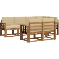 vidaXL Buiten bank set 7 st Natuurlijk en Beige