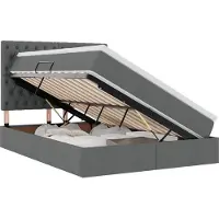 vidaXL LED-bed met opbergruimte en matras, donkergrijs, 140 x 200 cm, met stoffen bekleding