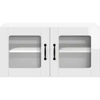 vidaXL Wandglas Kasten LUCCA Hoogglans Wit 80 x 31 x 40 cm