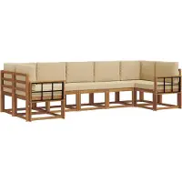 vidaXL Buiten bank set 7 st Natuurlijk en Beige