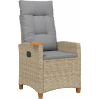vidaXL Verstelbare stoel met theetafel poly rattan