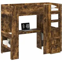 vidaXL Stapelbedframe met Bureau Gerookt eiken 90 x 190 cm