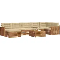 vidaXL Buiten bank set 8 st Natuurlijk en Beige
