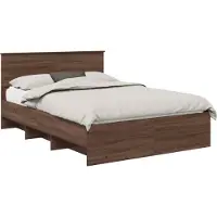vidaXL Bedframe met hoofdeinde Bruin Eiken 150 x 200 cm Bewerkt hout
