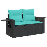 vidaXL 6-delige Loungeset met kussens poly rattan acacia zwart
