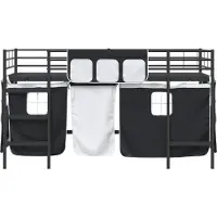 vidaXL Bunkbed voor kinderen met gordijnen Effen Zwart 80 x 200 cm
