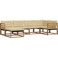 vidaXL Buiten bank set 6 st Natuurlijk en Beige Massief Acacia Hout