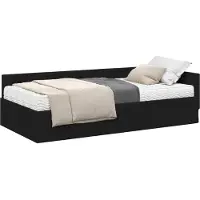 vidaXL Hoekbedframe met Matras Anders met hoofdeinde 2 st Zwart Stof
