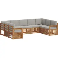 vidaXL Buiten bank set 9 st Natuurlijk en Licht Grijs