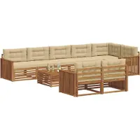 vidaXL Buiten bank set 9 st Natuurlijk en Beige