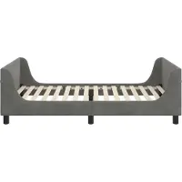 vidaXL Kinderen bedframe met hoofdboard Donkergrijs 90 x 190 cm