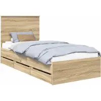 vidaXL Bedframe met lade Sonoma Eik 100 x 200 cm Ingenieurshout