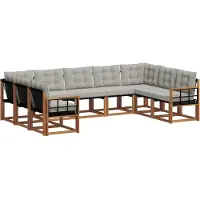 vidaXL Buiten bank set 9 st Natuurlijk en Licht Grijs