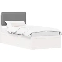 vidaXL Bedframe met gestoffeerd hoofdeinde, lichtgrijs, 90 x 200 cm