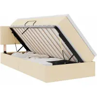 vidaXL LED-bed met opbergruimte en matras, crème, 100 x 200 cm, stof