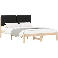 vidaXL Bedframe met Gevoerde Hoofdbord Zwart 160 x 200 cm