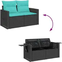 vidaXL 4-delige Loungeset met kussens poly rattan zwart