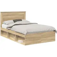 vidaXL Bedframe met hoofdeinde Sonoma 120 x 200 cm Massief grenenhout