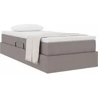 vidaXL Opslag bed met matras met opslag Taupe 90 x 200 cm Polyester