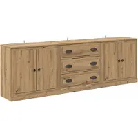 vidaXL Dressoirs met lade 3 pcs Artisanaal eiken 210 x 35,5 x 67,5 cm