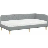 vidaXL Hoek Bed Frame Lichtgrijs 90 x 200 cm Stof