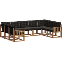 vidaXL Buiten bank set 9 st Natuurlijk en zwart
