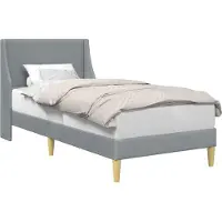 vidaXL Bedframe Effen met hoofdeinde Lichtgrijs 100 x 200 cm Stof