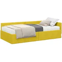 vidaXL Hoekbedframe met Matras Anders met hoofdeinde 2 st Geel Fluweel