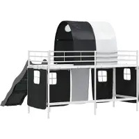 vidaXL Bunkbed voor kinderen met gordijnen Wit en Zwart 90 x 190 cm
